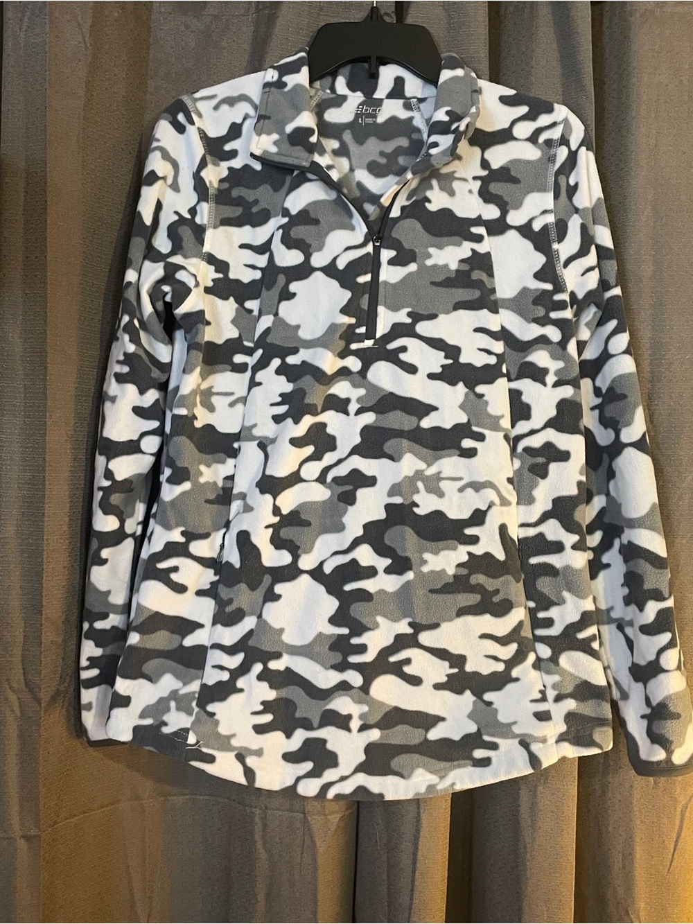 BCG Brand Gray & White Camo Quarter-Zip Warm Fleece Pullover Size Large